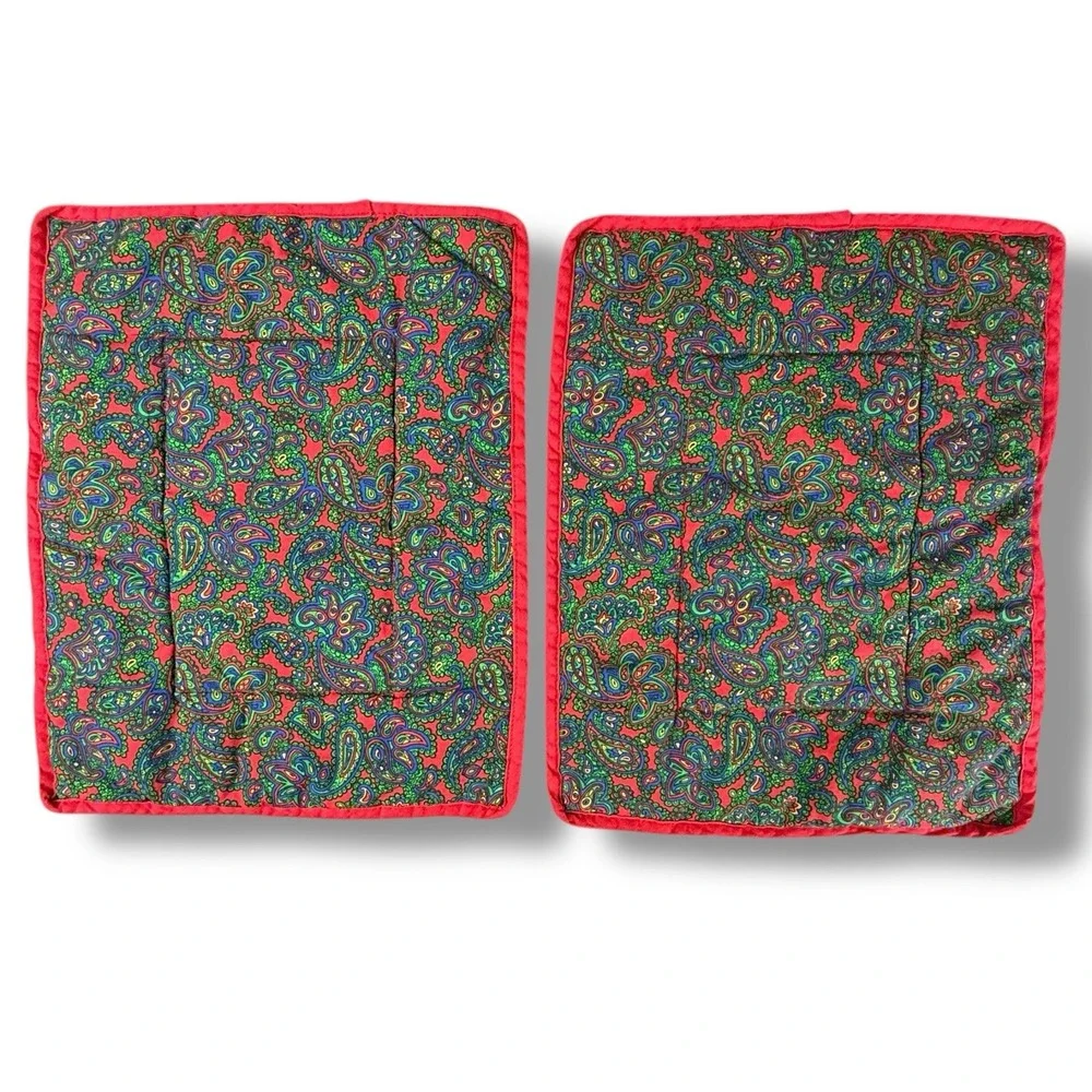 VTG Lands' End Coming Home Red & Green Paisley Placemats & Table Runner 6pc‎ Set